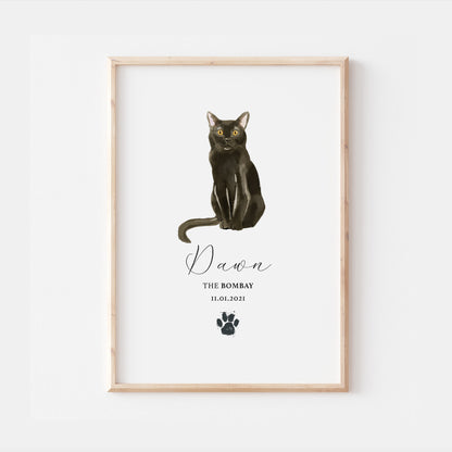 Personalised Bombay Cat Breed Watercolour Print
