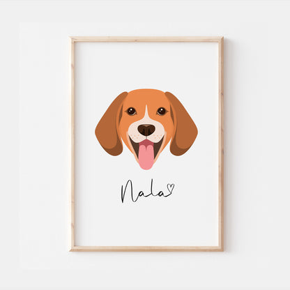 Personalised Beagle Dog Print
