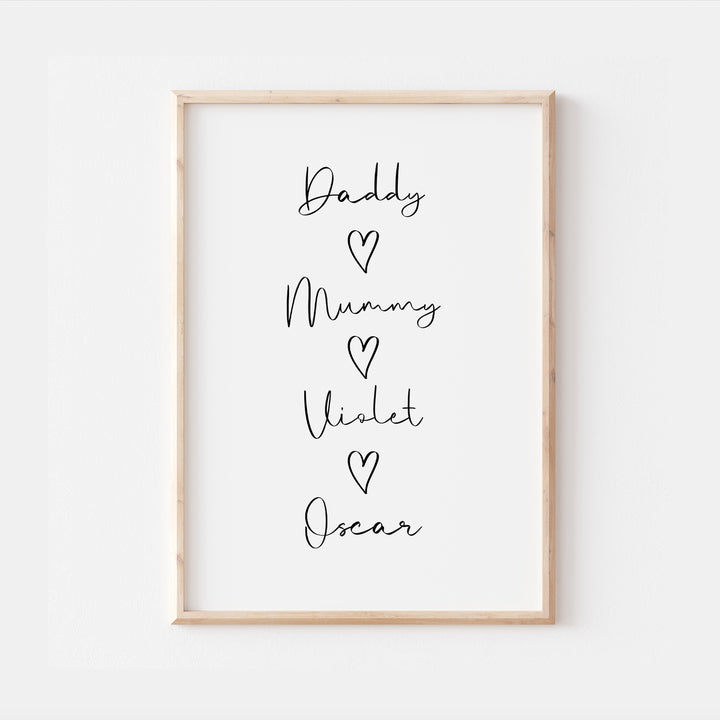 Personalised Our Family Heart Print