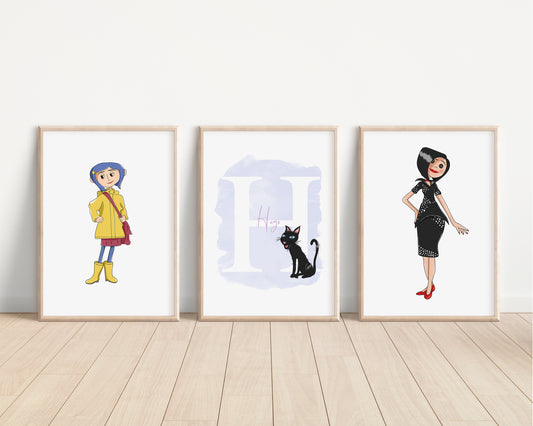 SET OF 3 Coraline Personalised Disney Prints