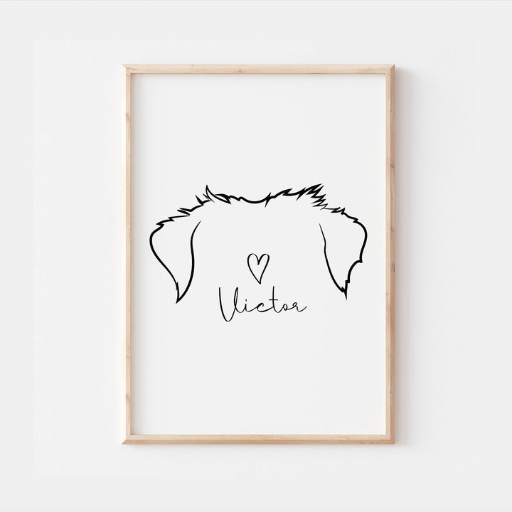 Personalised Border Terrier Dog Line Art Print