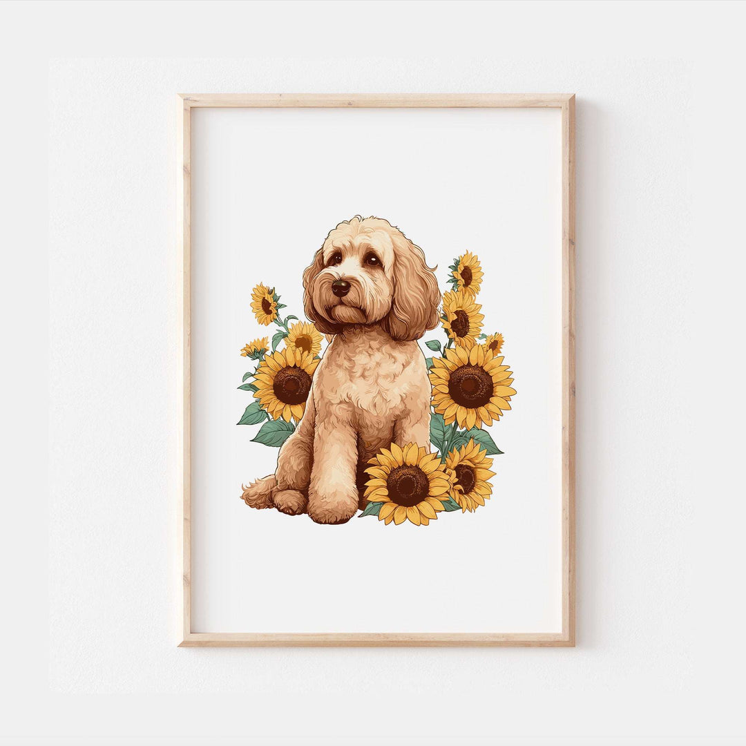 Cockapoo Sunflower Dog Art Print