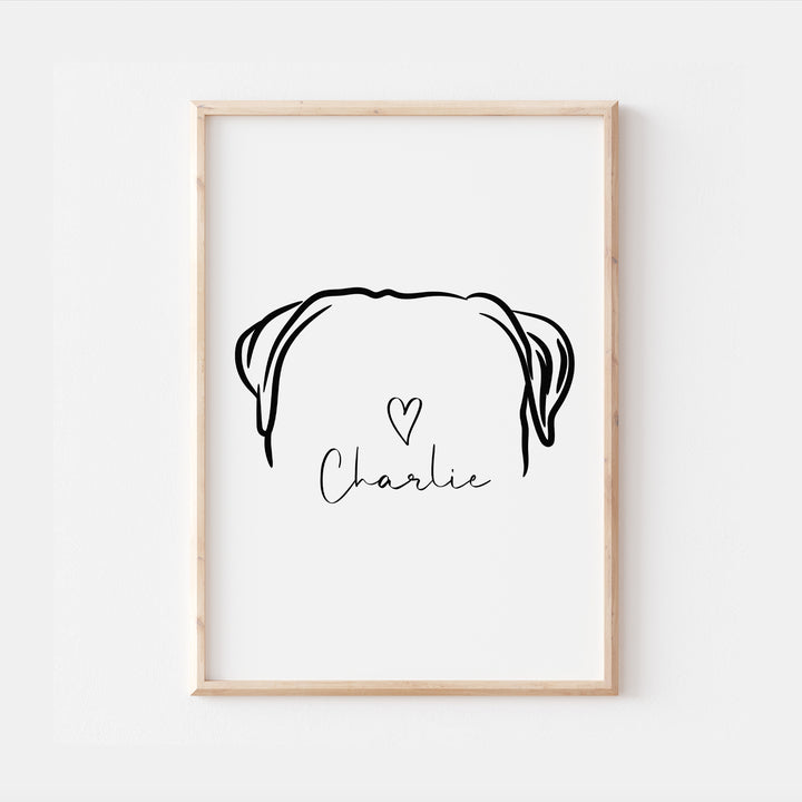 Personalised Bullmastiff Dog Line Art Print