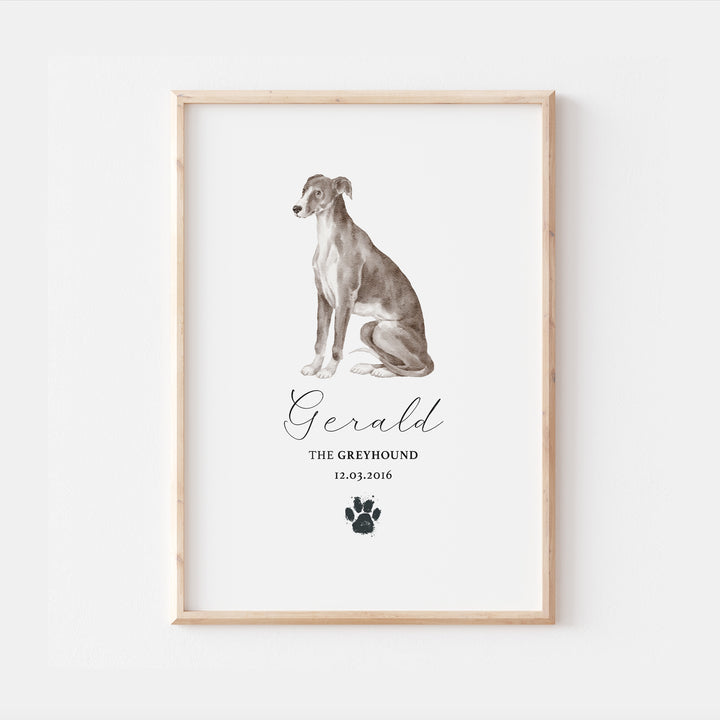 Personalised Greyhound Dog Watercolour Print