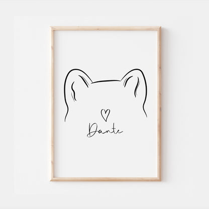 Personalised Akita Dog Line Art Print