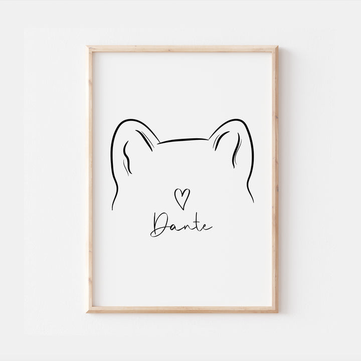 Personalised Akita Dog Line Art Print