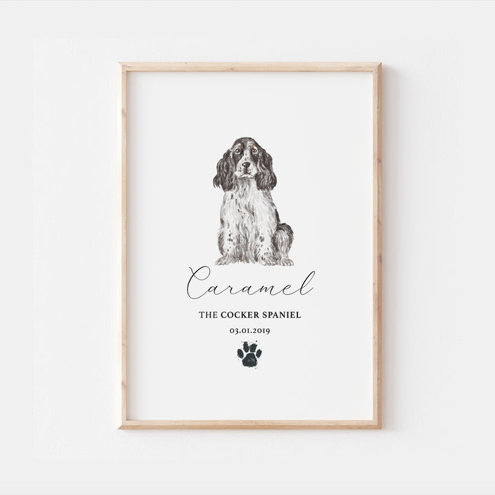 Personalised Cocker Spaniel Dog Watercolour Print