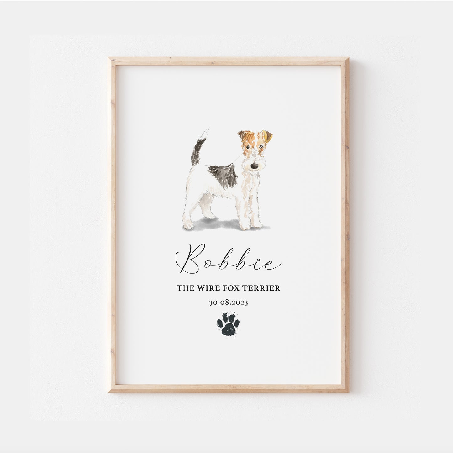 Personalised Wire Fox Terrier Dog Watercolour Print