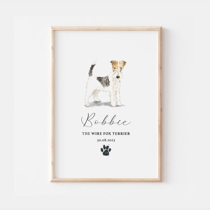 Personalised Wire Fox Terrier Dog Watercolour Print