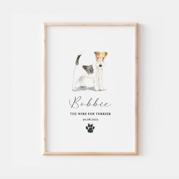 Personalised Wire Fox Terrier Dog Watercolour Print