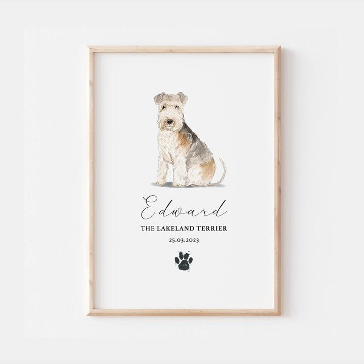 Personalised Lakeland Terrier Dog Watercolour Print