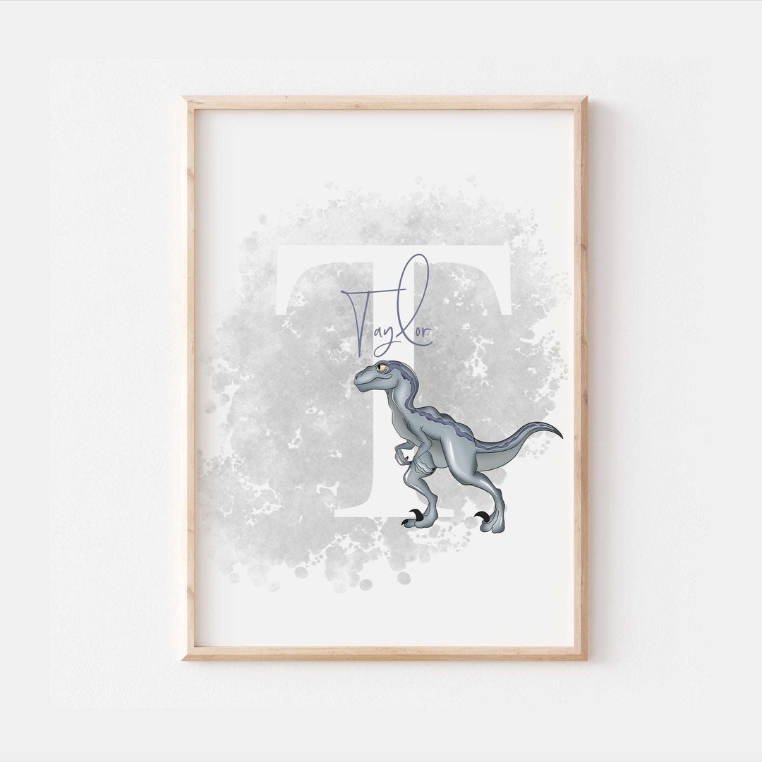 Jurassic Velociraptor Personalised Kids Print