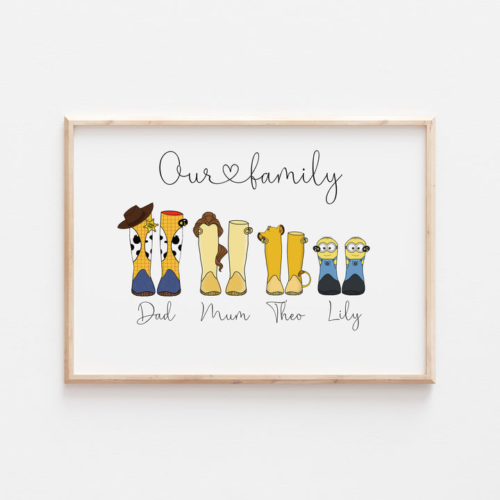 Personalised Our Family Disney Welly Boots Print