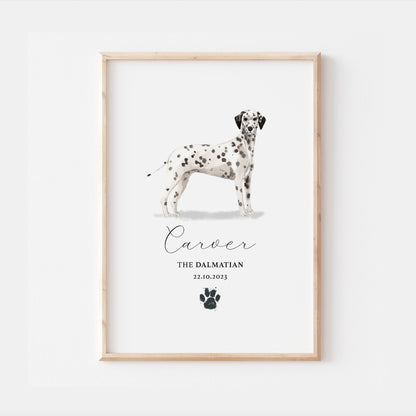 Personalised Dalmatian Dog Watercolour Print
