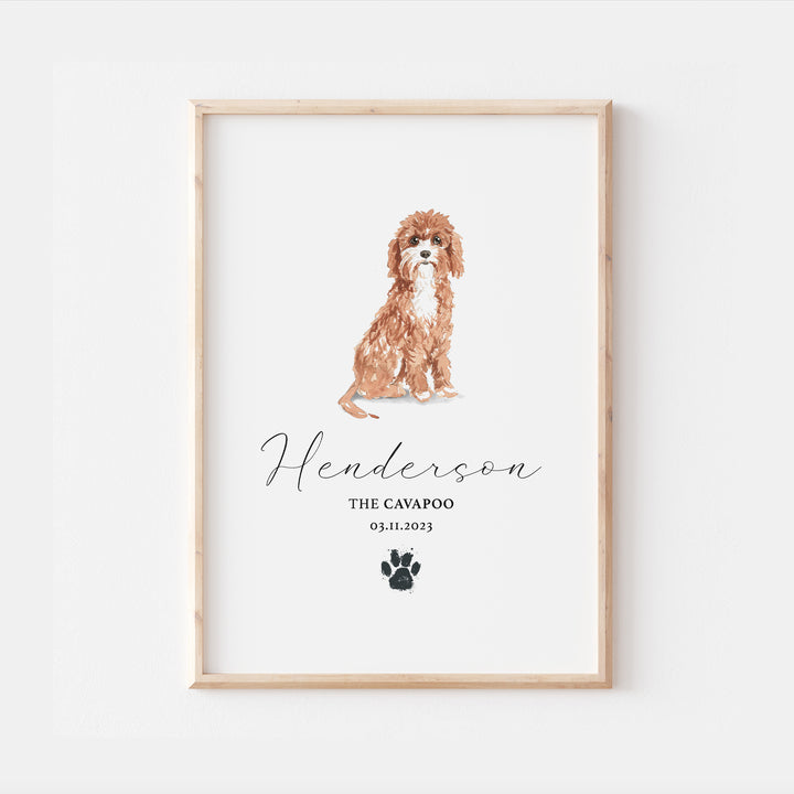 Personalised Cavapoo Dog Watercolour Print