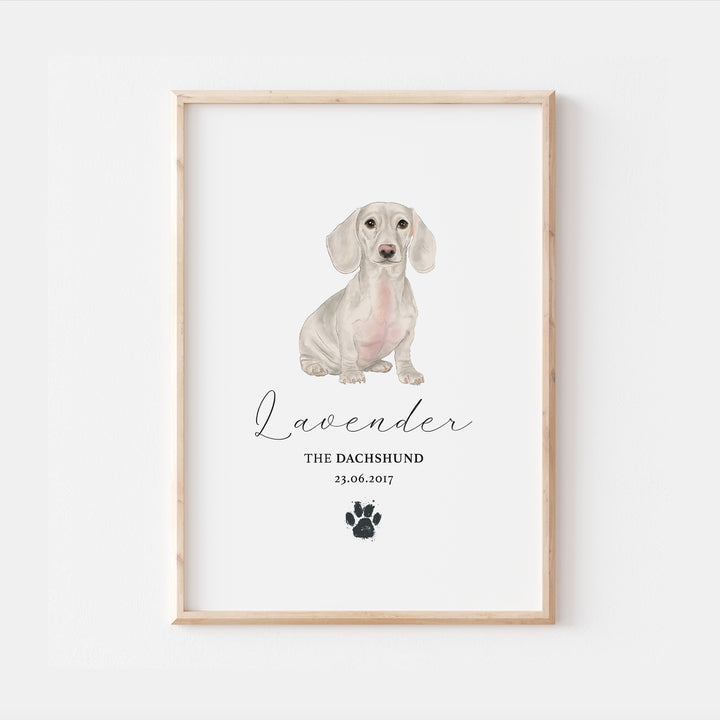 Personalised Lilac Dachshund Dog Watercolour Print