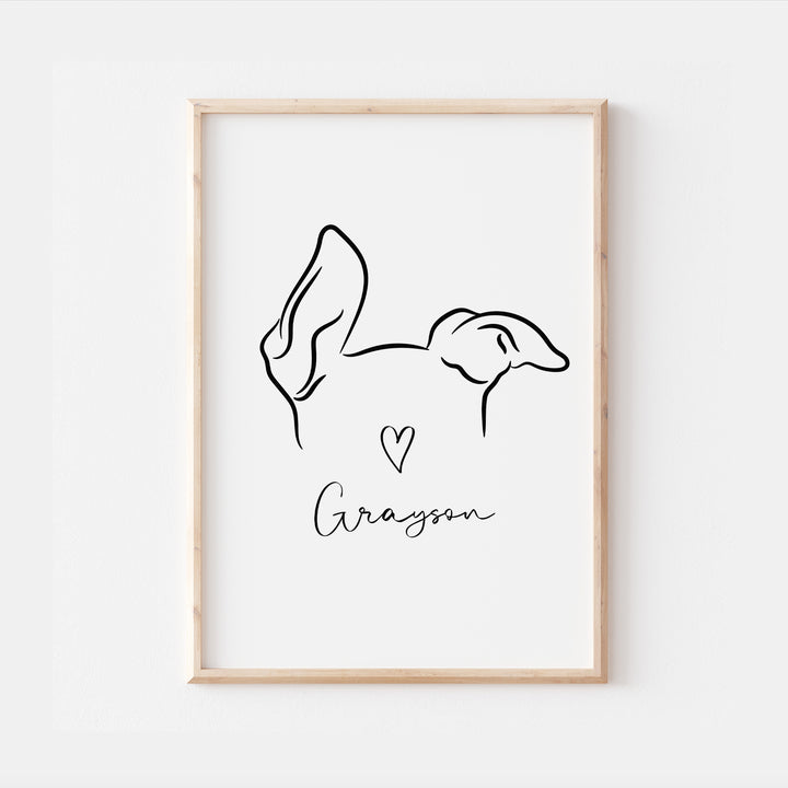 Personalised Italian Greyhound Dog Line Art Print