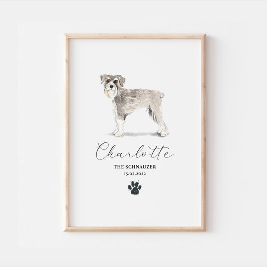 Personalised Schnauzer Dog Watercolour Print