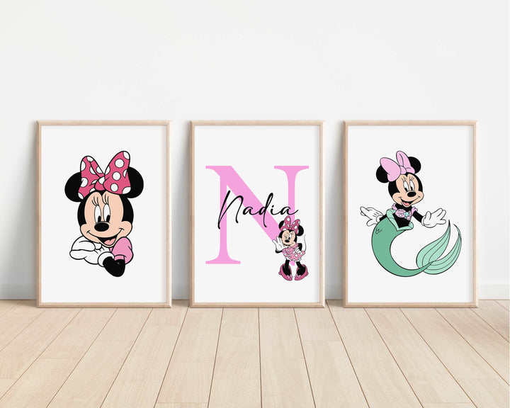 SET OF 3 Minnie Personalised Print