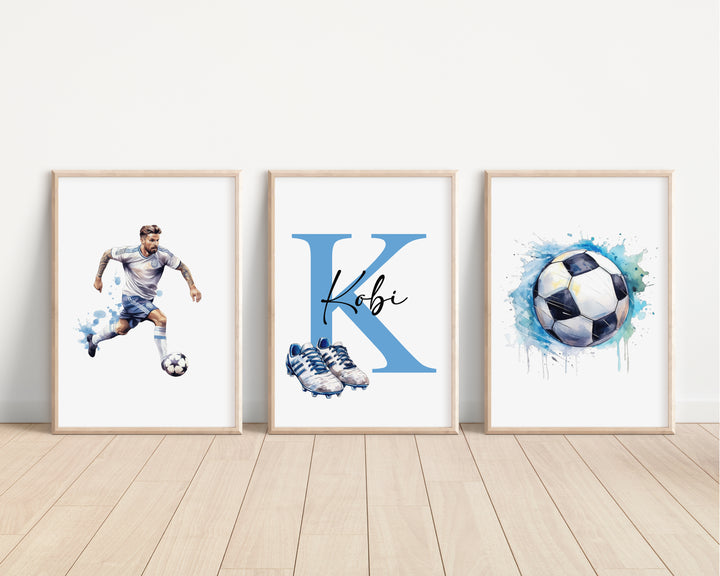 SET OF 3 Football Personalised Bedroom Prints