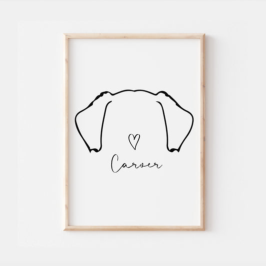 Personalised Golden Retriever Line Art Print