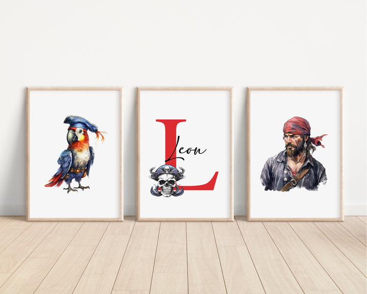 SET OF 3 Pirates Personalised Bedroom Prints