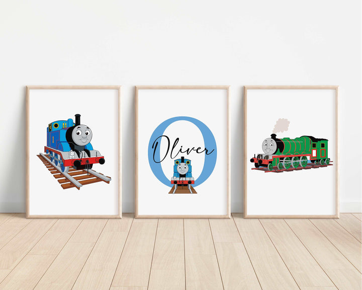 SET OF 3 Thomas The Tank Engine Personalised Bedroom Prints