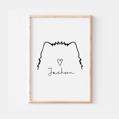 Personalised Alaskan Malamute Dog Line Art Print
