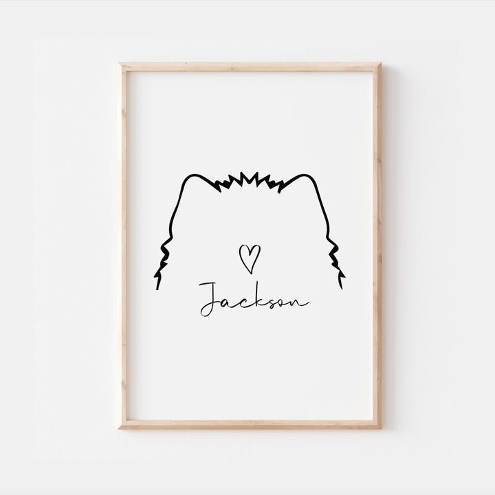 Personalised Alaskan Malamute Dog Line Art Print