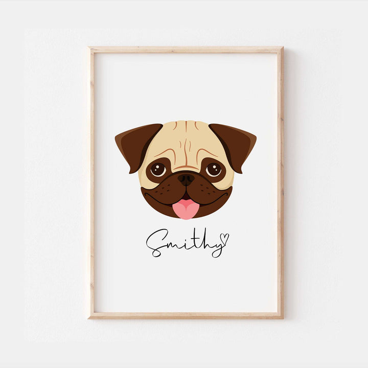 Personalised Pug Dog Print