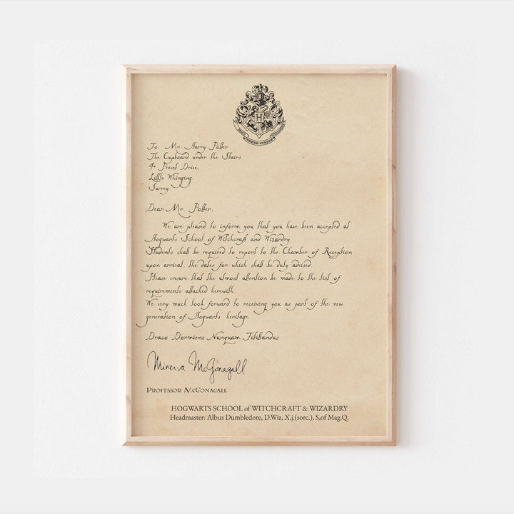 Personalised Harry Potter Hogwarts Acceptance Letter Print