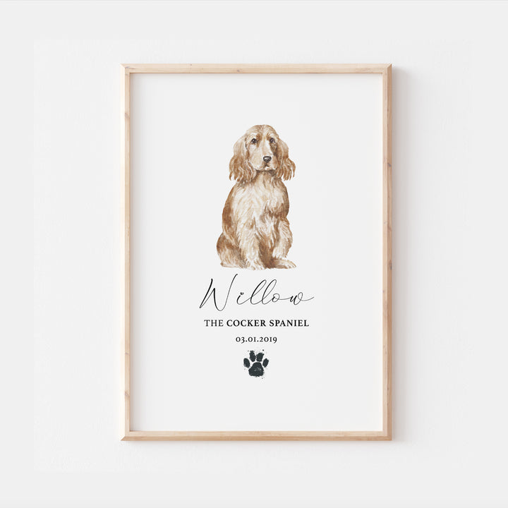 Personalised Gold Cocker Spaniel Dog Home Print