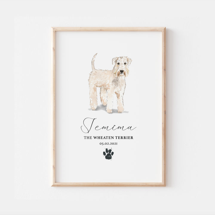 Personalised Wheaten Terrier Dog Watercolour Print