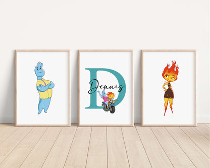 SET OF 3 Elemental Personalised Prints