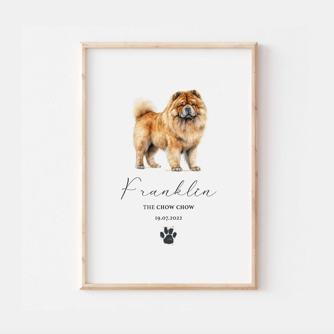 Personalised Chow Chow Dog Watercolour Print