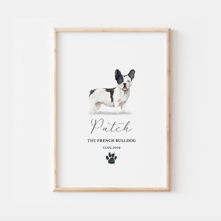 Personalised French Bulldog Dog Watercolour Print