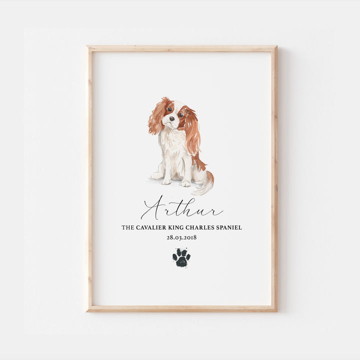 Personalised Cavalier King Charles Spaniel Watercolour Print