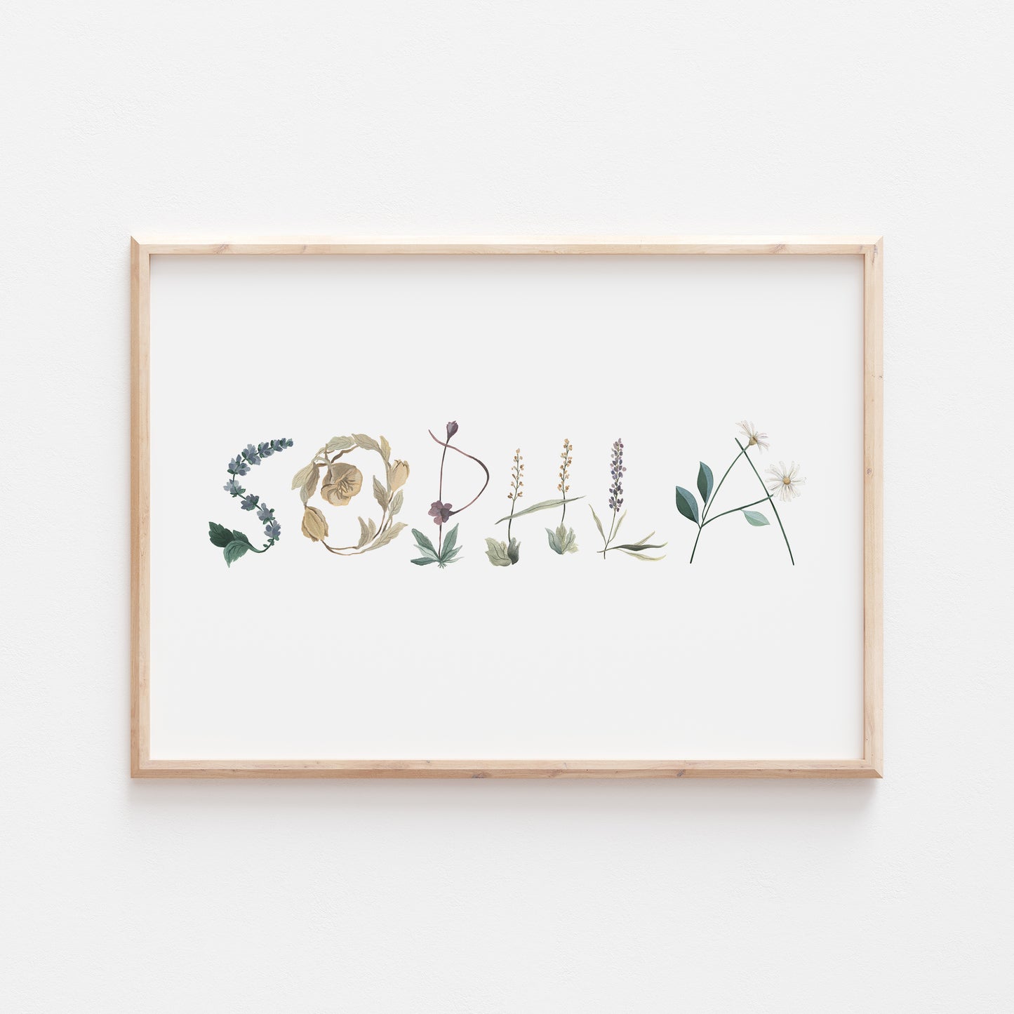 Personalised Floral Flowers Name Print