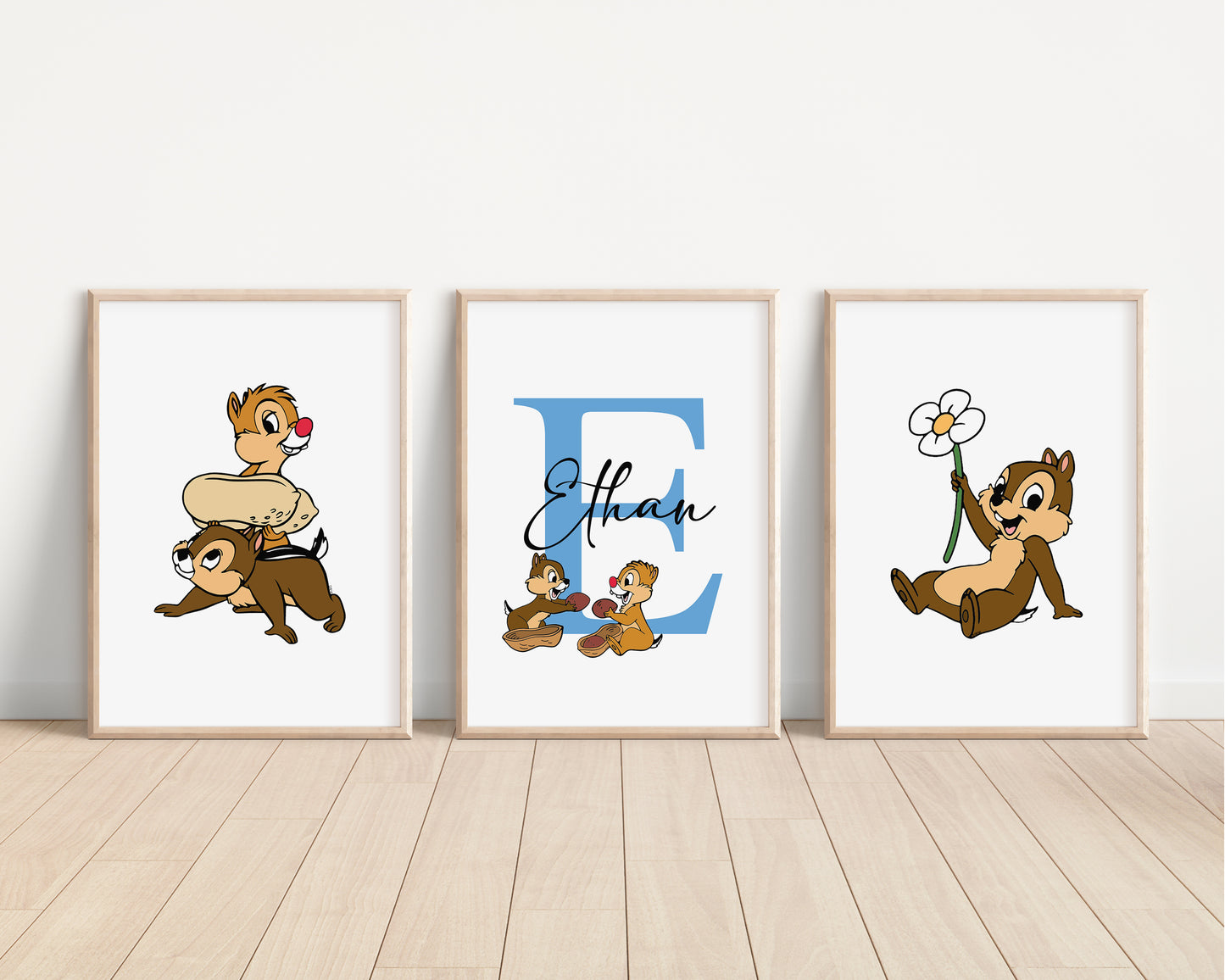 SET OF 3 Disney Chip N Dale Personalised Prints