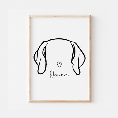 Personalised Weimaraner Dog Line Art Print