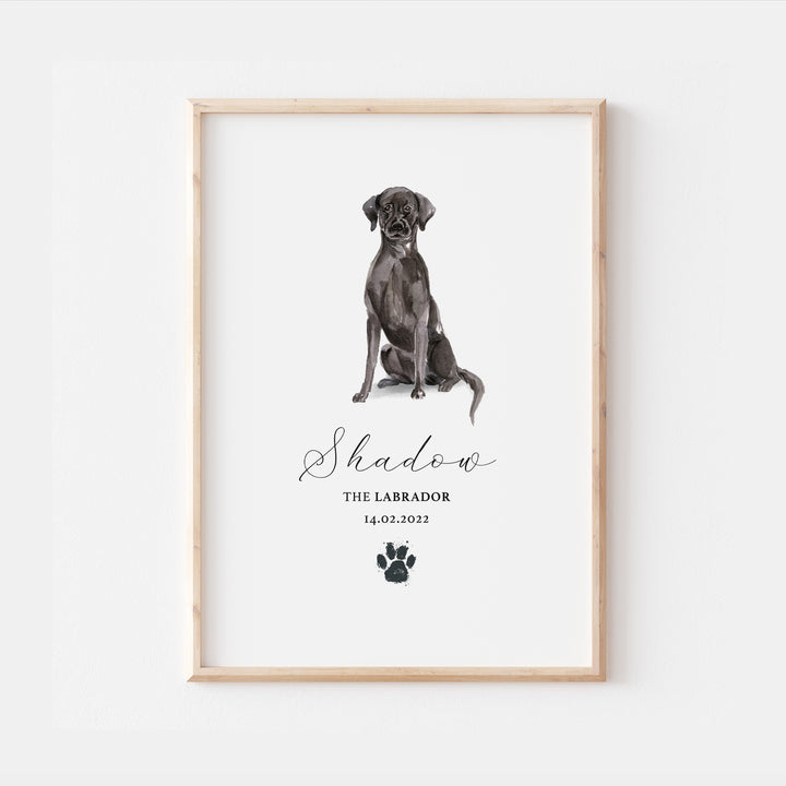 Personalised Black Labrador Dog Watercolour Print