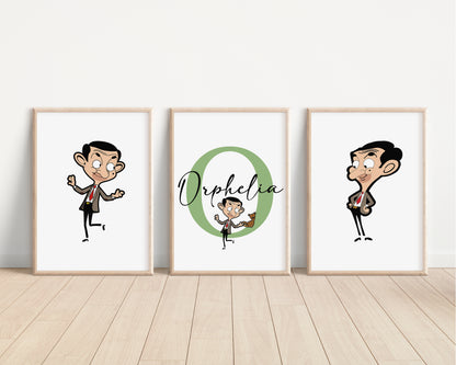 SET OF 3 Mr Bean Personalised Prints