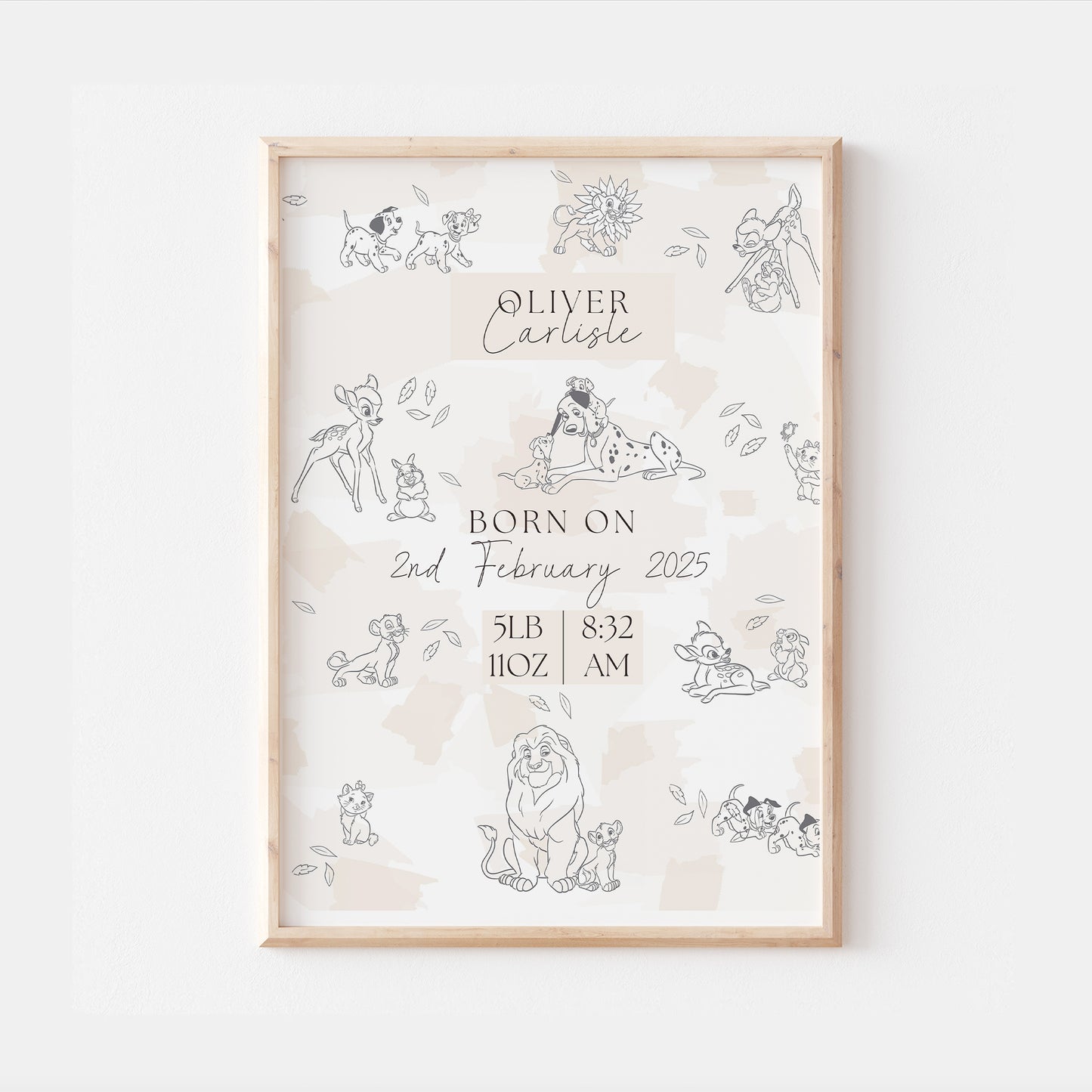Disney Classics Personalised The Day You Were Born Nursery Print