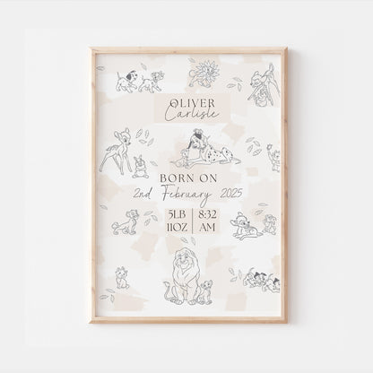 Disney Classics Personalised The Day You Were Born Nursery Print