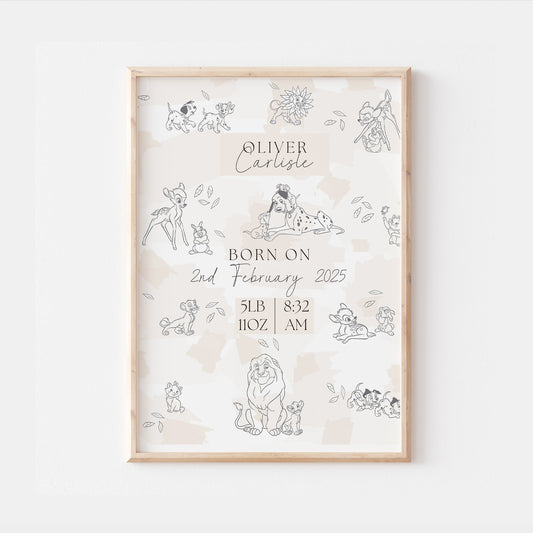 Disney Classics Personalised The Day You Were Born Nursery Print