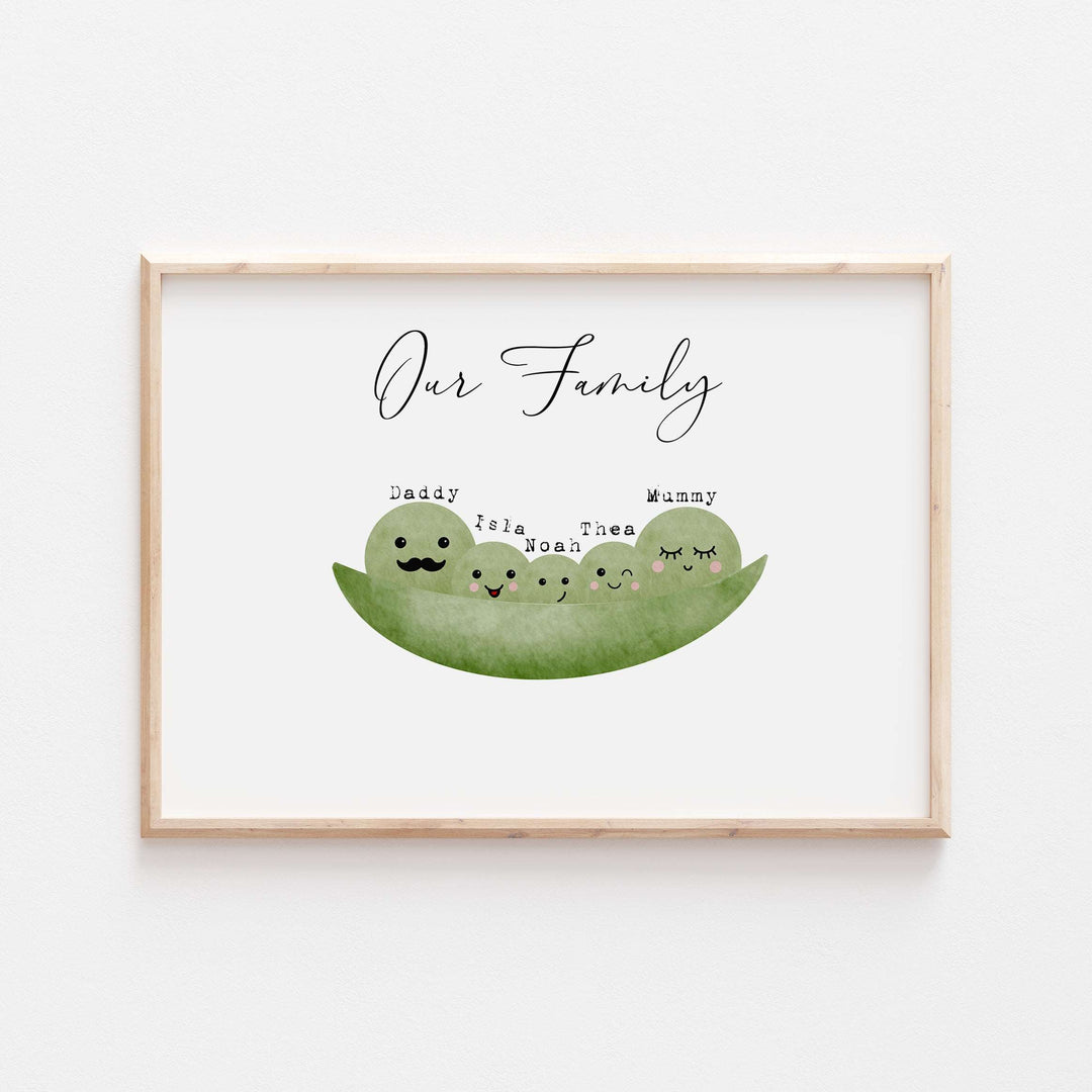 Personalised Our Family Peas in a Pod Print