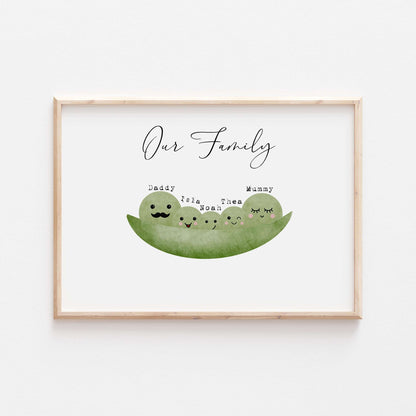 Personalised Our Family Peas in a Pod Print