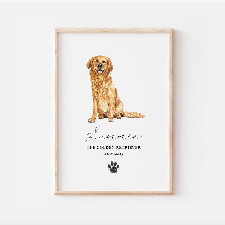 Personalised Golden Retriever Dog Home Print