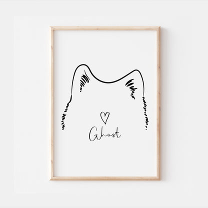 Personalised Samoyed Dog Line Art Print