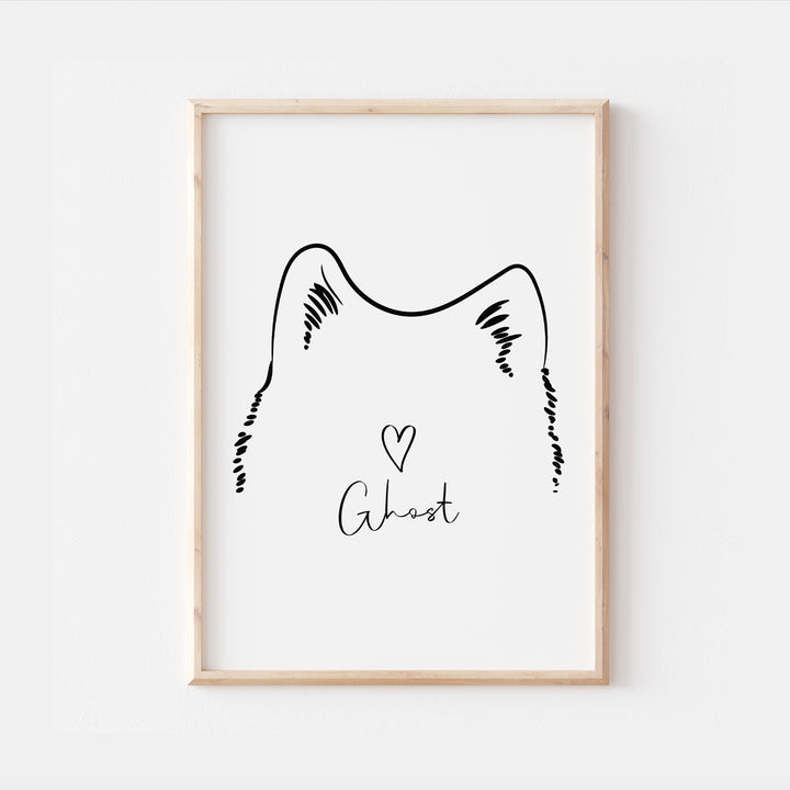 Personalised Samoyed Dog Line Art Print